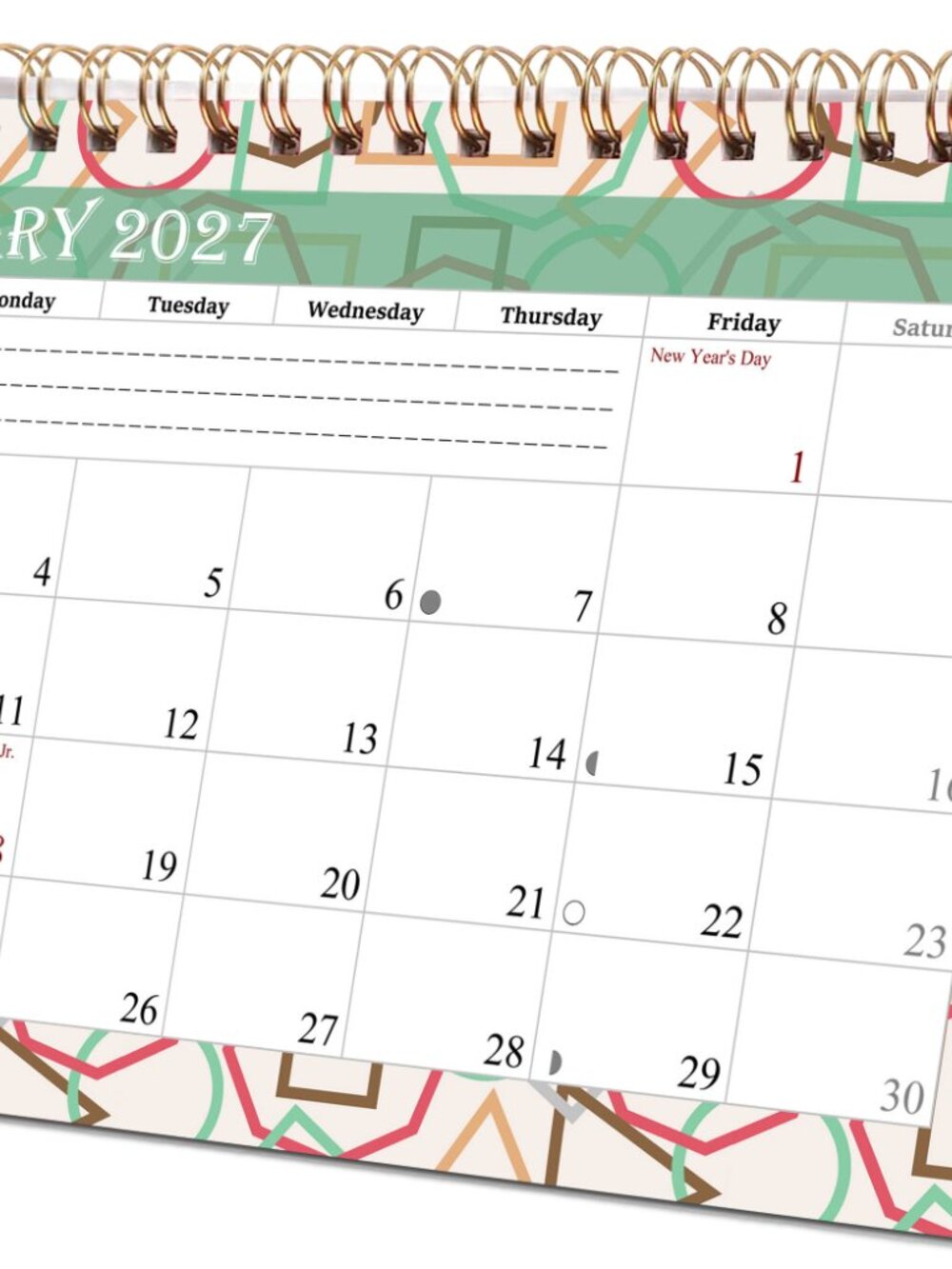 2027-12 Months Desk Calendar Desktop Planner with To-Do List & Notes 011